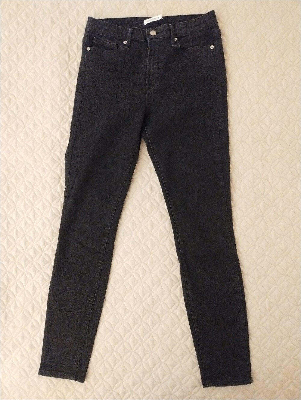 Good American Good Legs Black Denim Skinny Jeans GL452C Size 6/28
